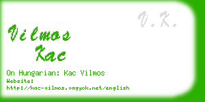 vilmos kac business card